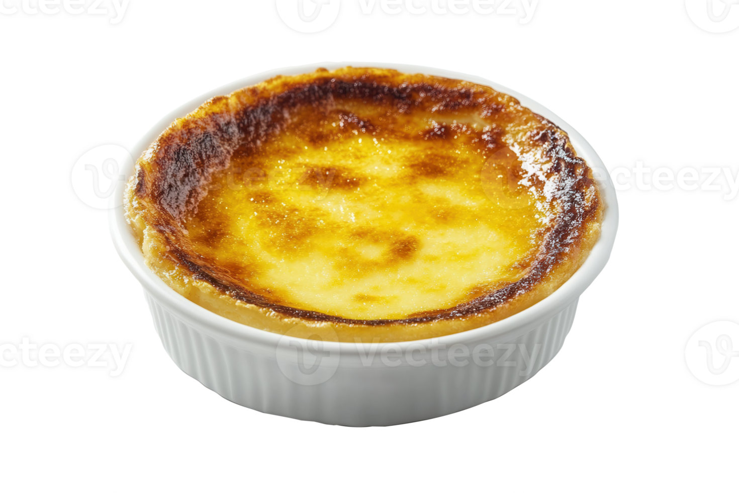 A small dish of creme brulee in a white bowl png