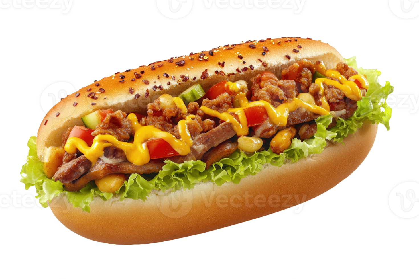 Loaded hot dog studio shot, food menu png
