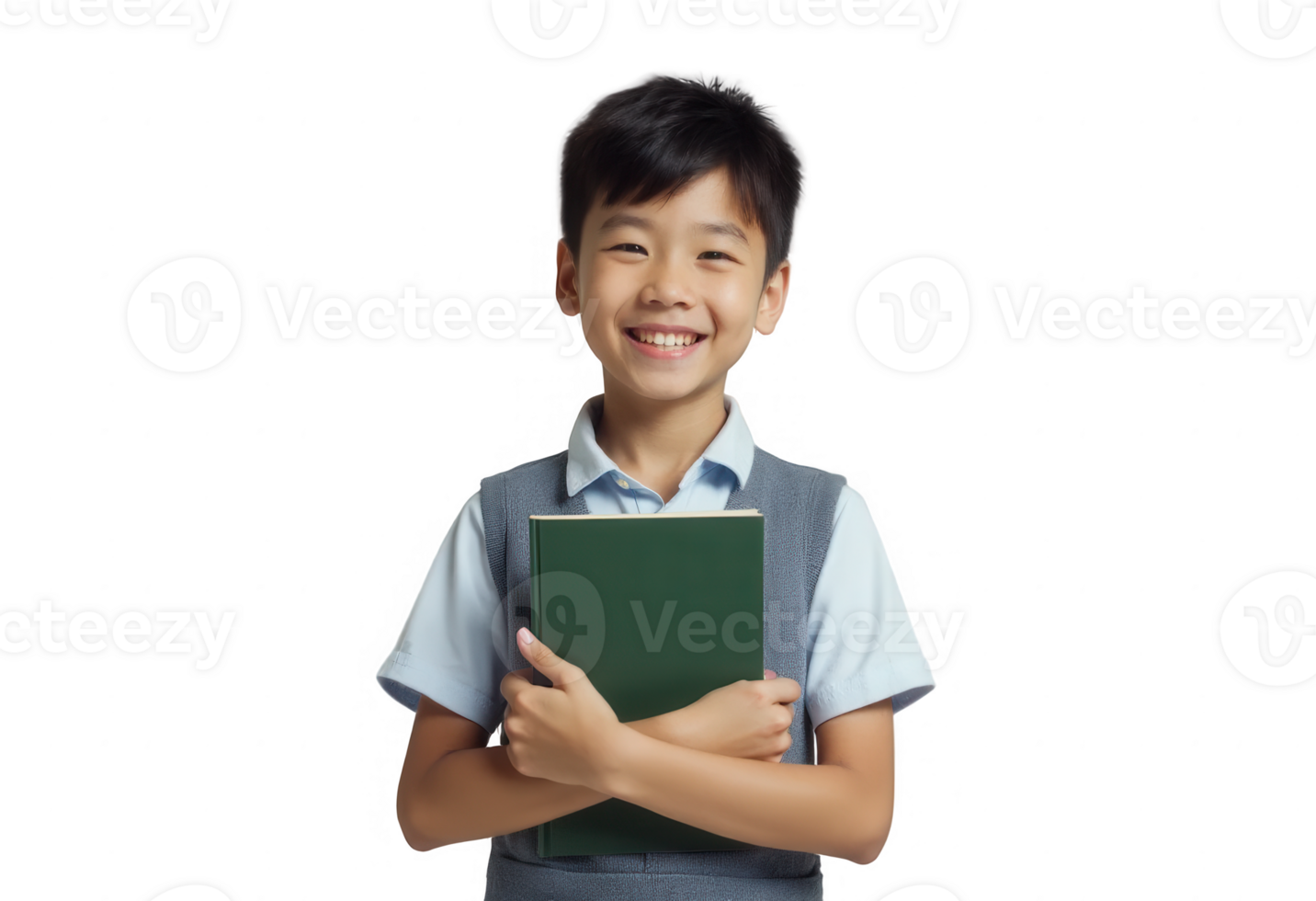 Smiling young student boy with book isolated on transparent background. png