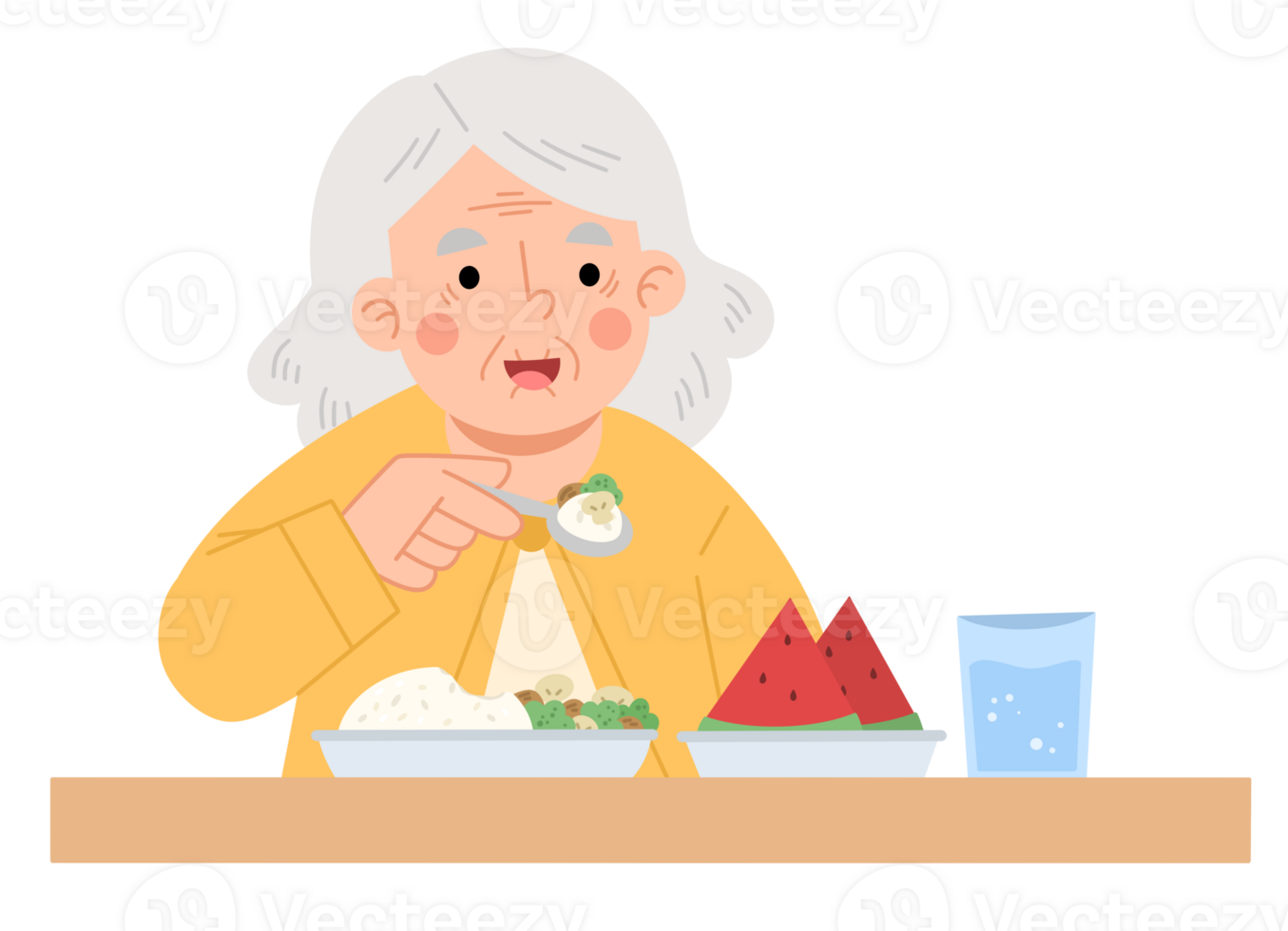 illustration de personnes âgées femme profiter une repas png
