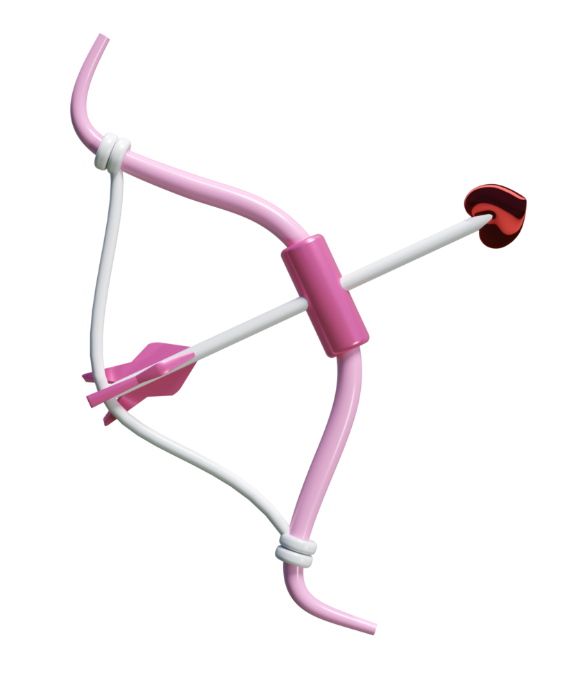 3d bow with arrows isolated. happy valentine's day concept, 3d illustration render png