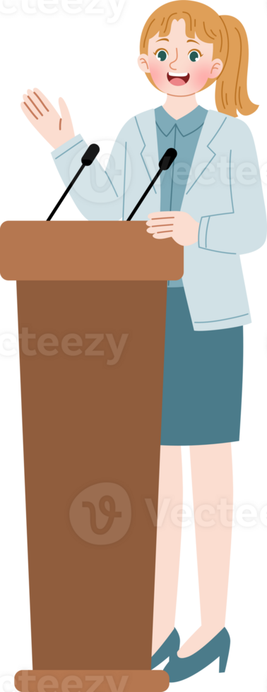 woman talk at podium png