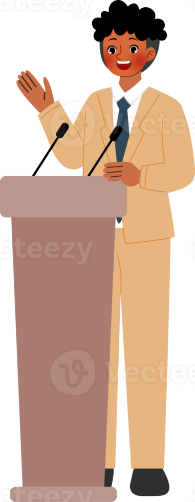man giving speech at podium png