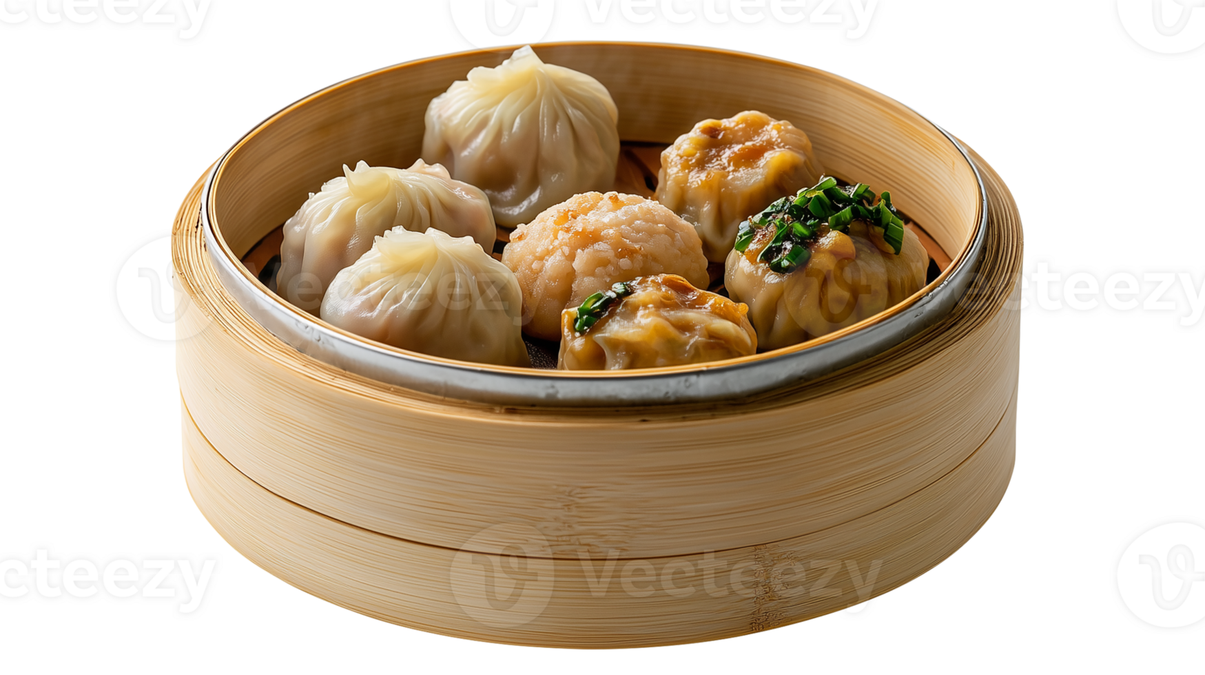 Natural bamboo texture and vibrant steamed dumplings png