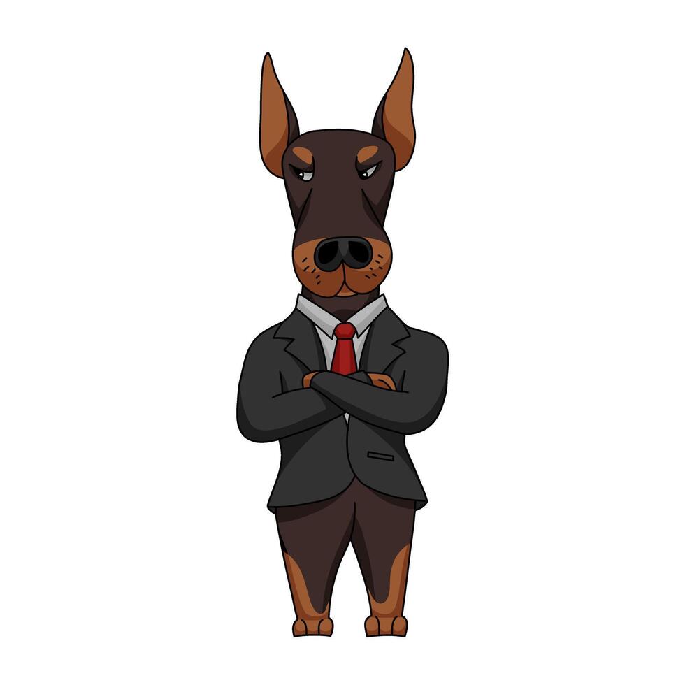 Dog Doberman business cartoon illustration vector