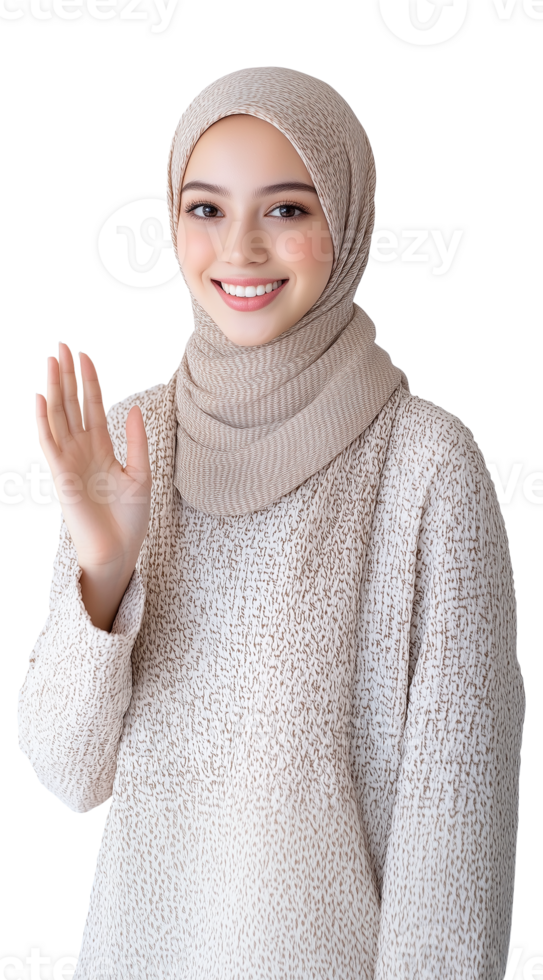 Modern and confident Muslim girl on a transparent background png