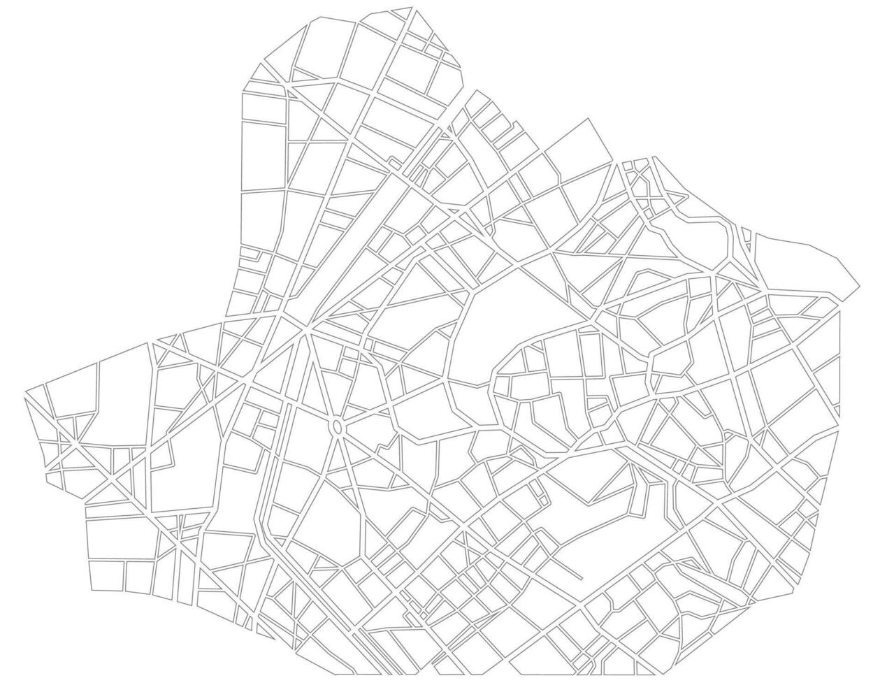 City map with lines and streets. Black and white urban planning scheme. Plan of road, street map background vector