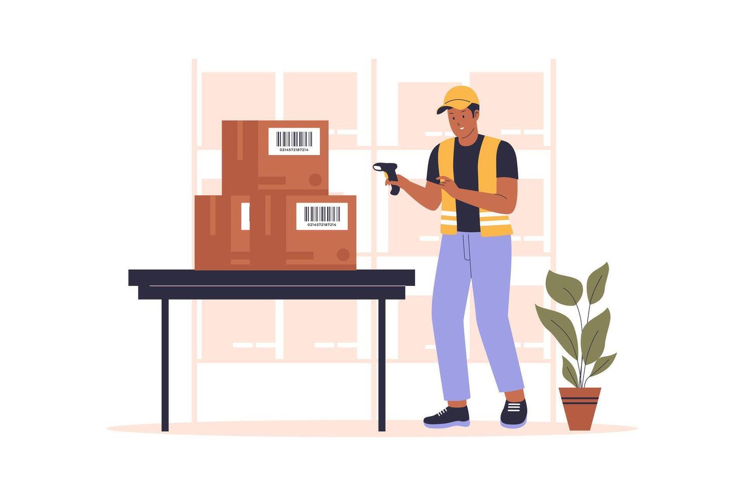 Illustration of stock keeping unit barcode scanner vector