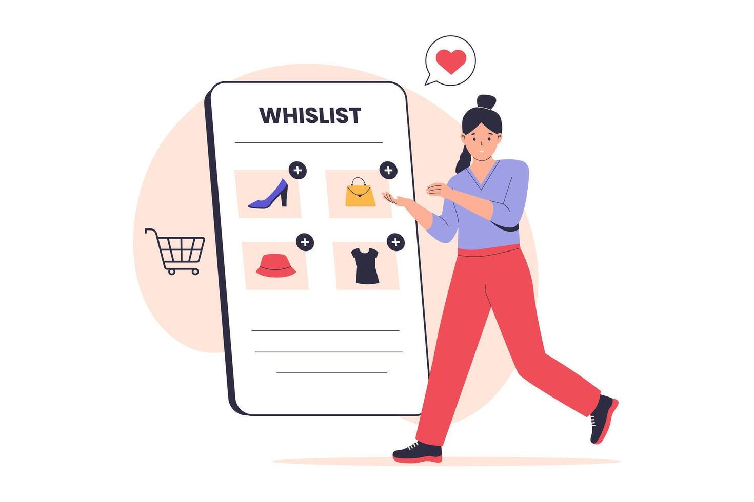 Illustration of shopping wishlist concept vector