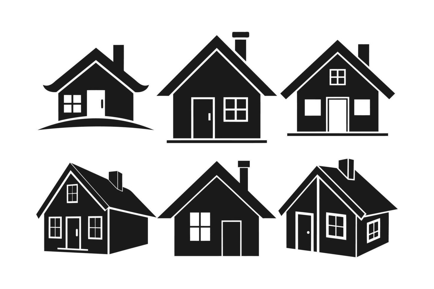 Black Silhouette House Icons for Infographic Design vector
