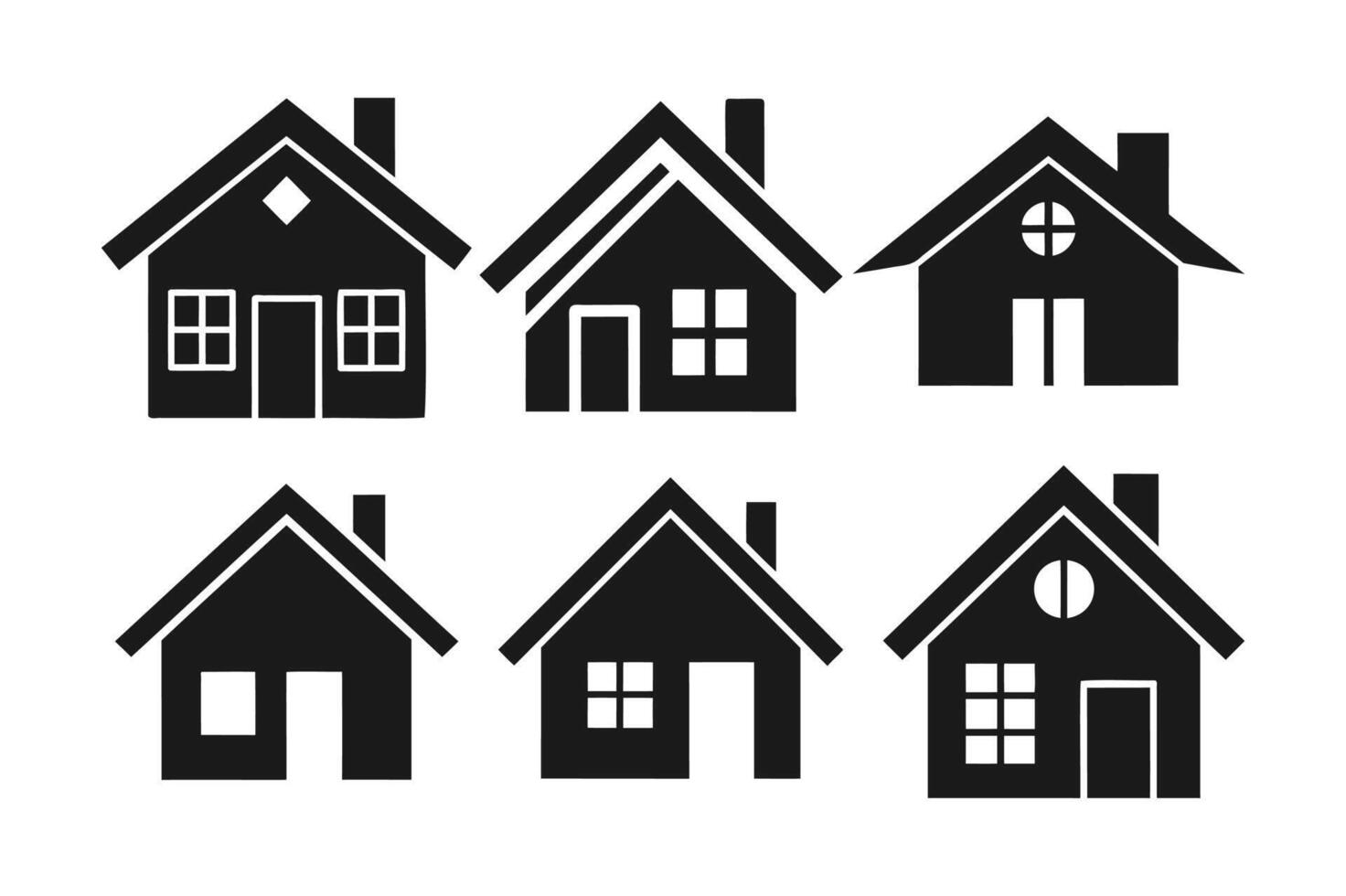 Timeless Black Silhouette House Icons for Creative Concepts vector