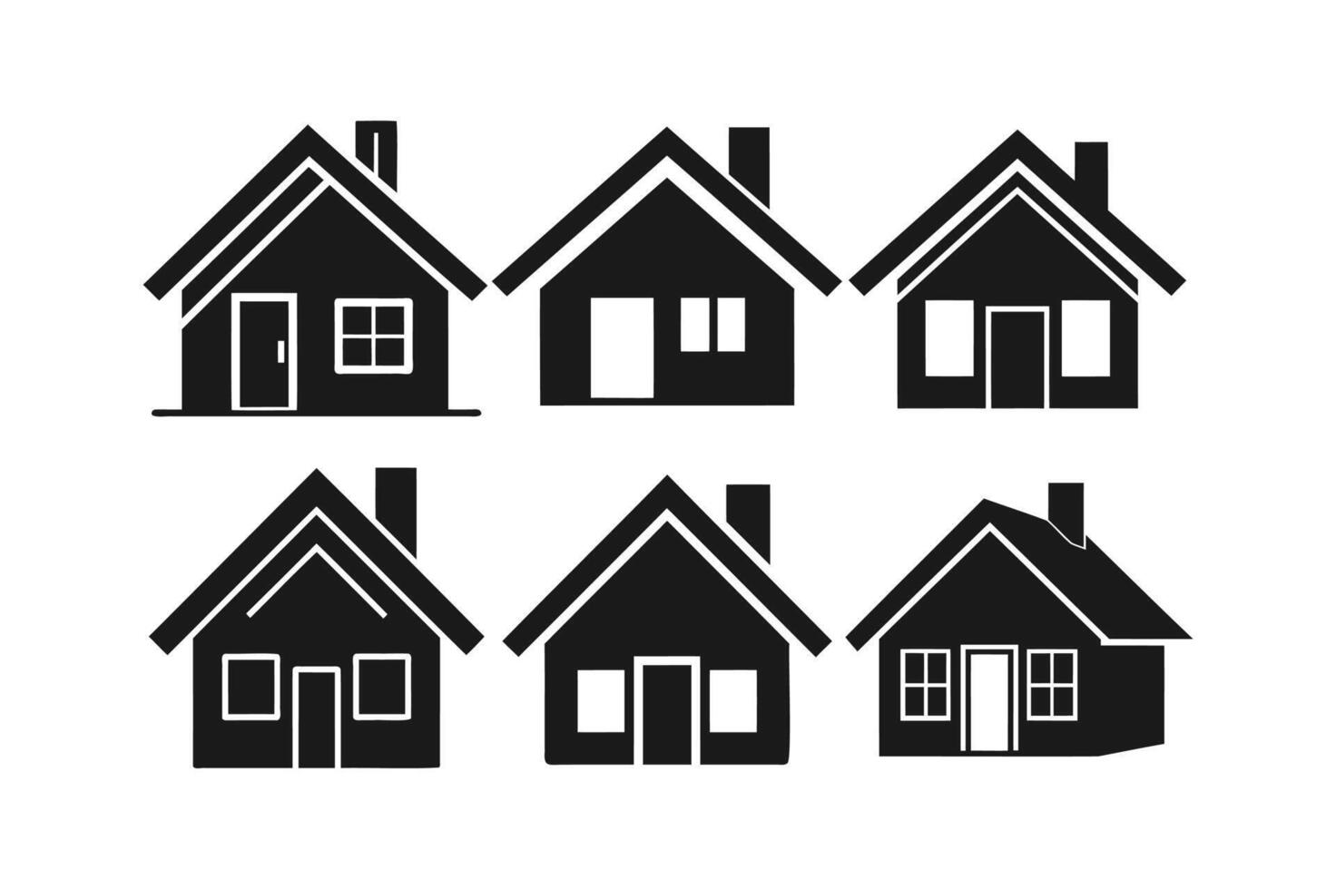 Black Silhouette House Icons Set for Professional Design vector