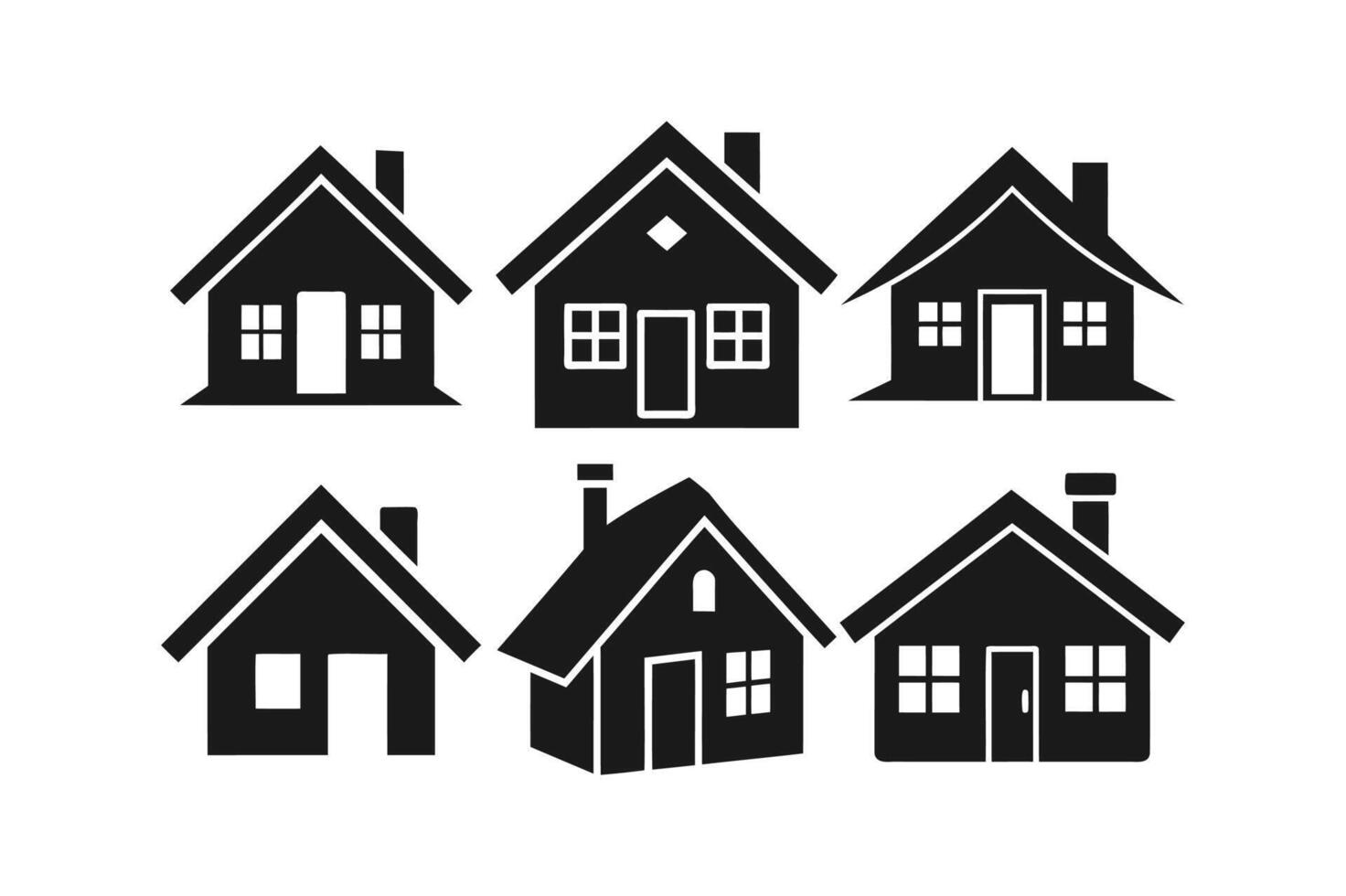 Simple Black Silhouette House Icons for Branding vector