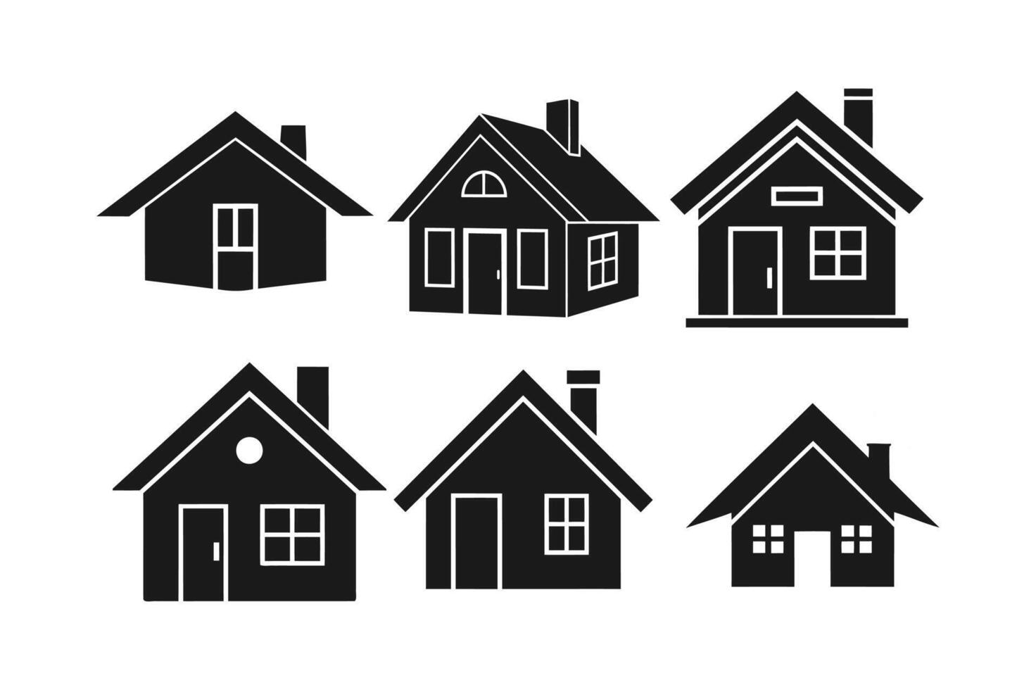 Elegant Black Silhouette House Icons for Creative Applications vector