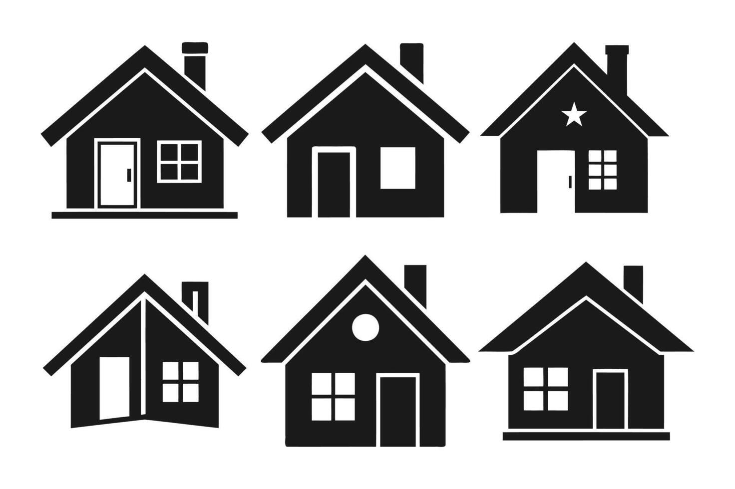 Black Silhouette House Icons for Print and Digital Media vector