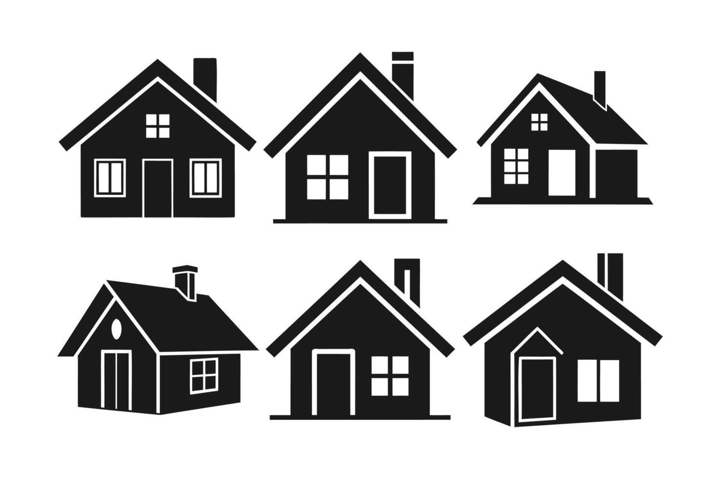 Black Silhouette House Icons for Mobile App Interfaces vector