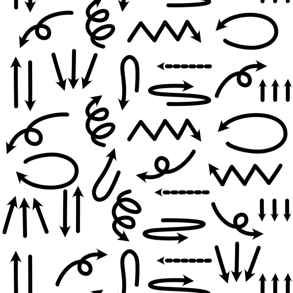 Set of Hand drawn arrows doodle on white background. design element illustration vector