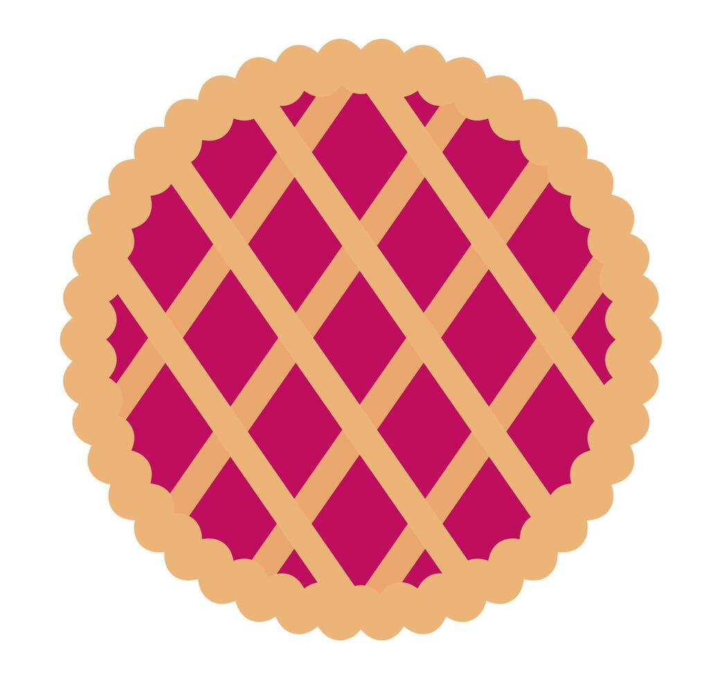 National Cherry Pie Day. Pie top view. Cooked tasty round food pastry pie desserts exact , cherry pie. a pie with a lattice pattern on it vector
