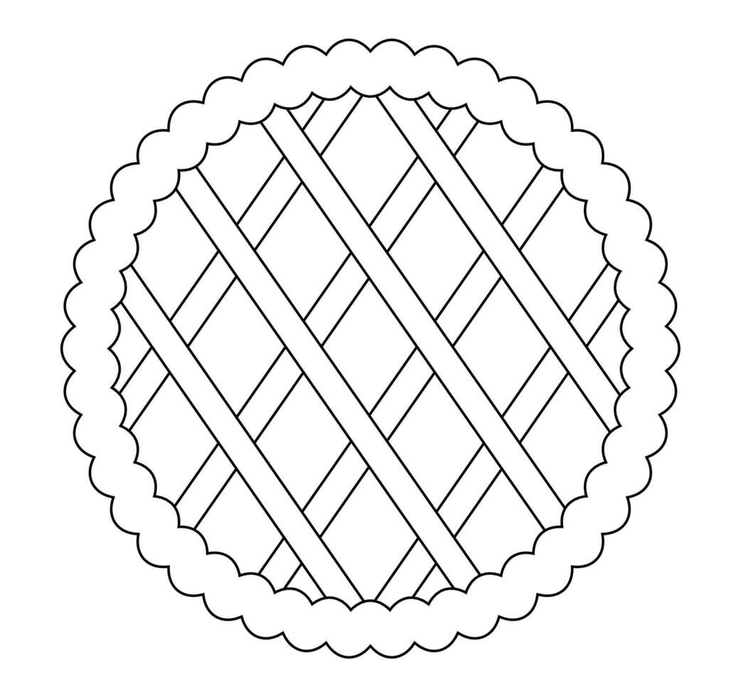 National Cherry Pie Day. Pie top view. Cooked tasty round food pastry pie desserts exact , cherry pie. a pie is shown in a line drawing vector