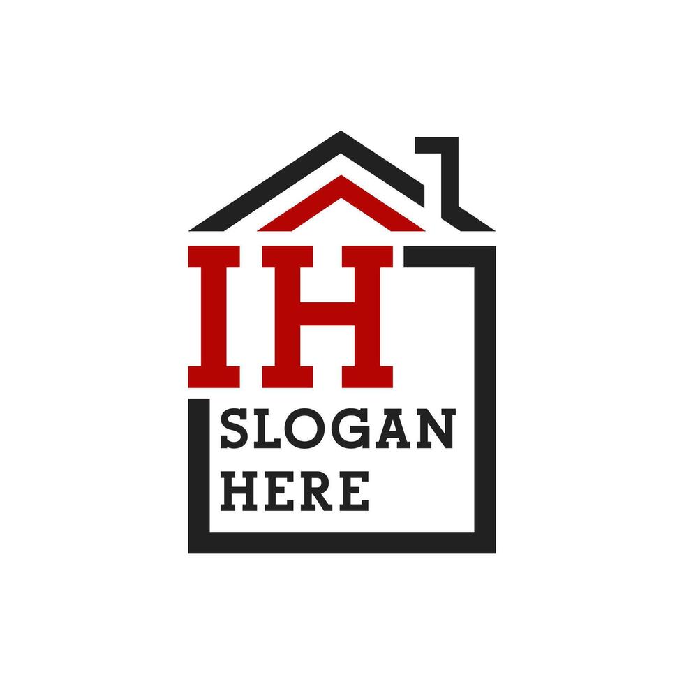 Initial IH house logo for Roofing. Letter IH Real Estate Logo vector