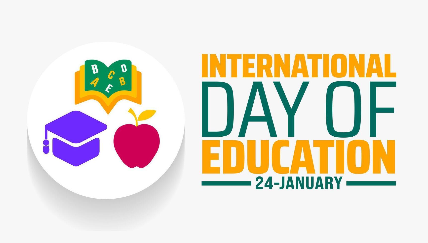 International Day of Education background banner or poster design template with book and apple icon vector