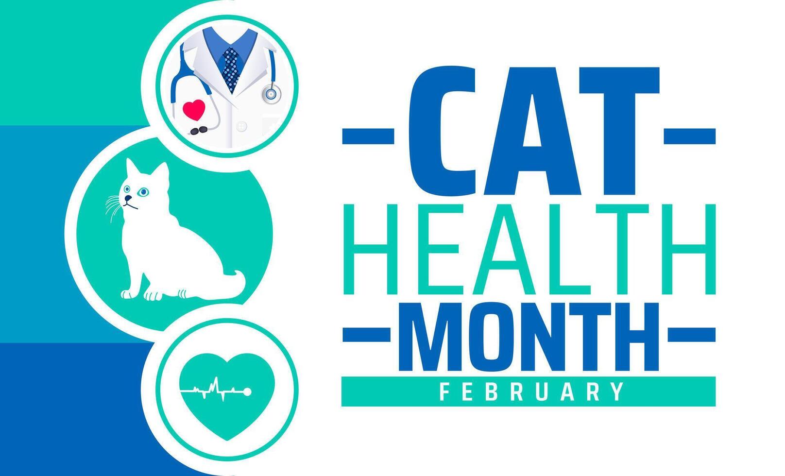 National Cat Health Month background banner or poster design template. observed every year in February. Holiday concept. Use to any Template, card, poster, placard, template. vector
