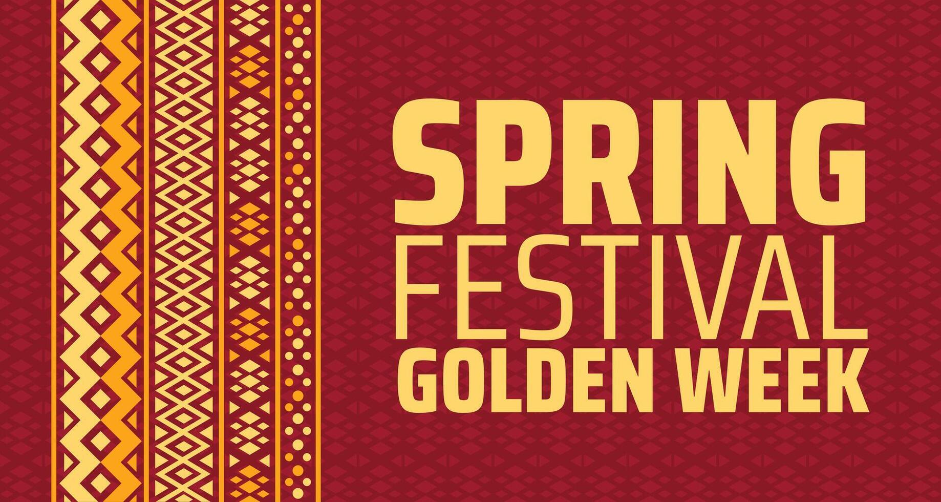 Spring Festival Golden Week background banner or poster design with red and golden color vector
