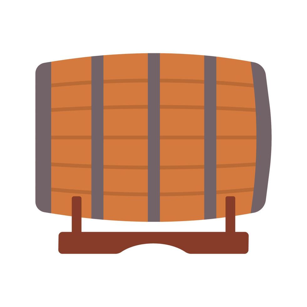 Wooden Barrel Flat Illustration. Clean Icon Design Element on Isolated White Background vector