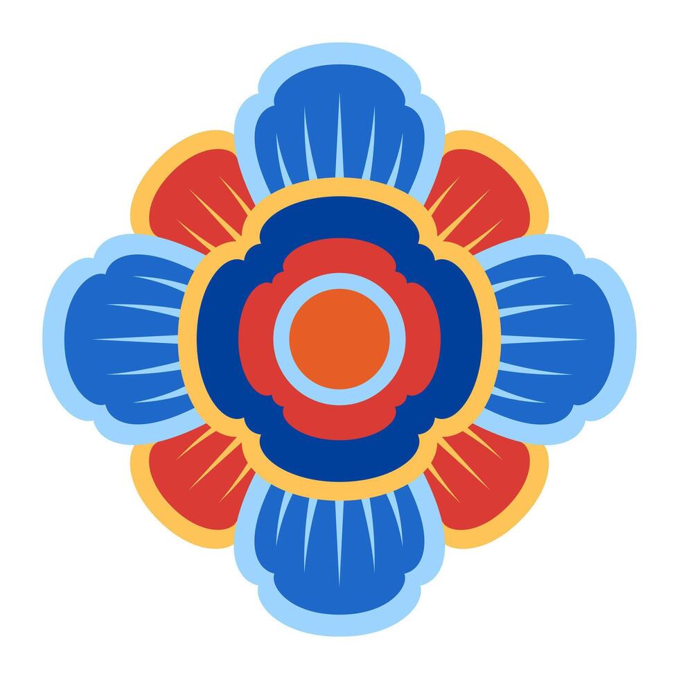 traditional flower pattern flat icon symbol for decoration flat design vector