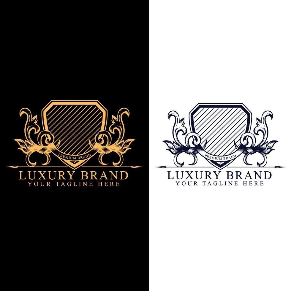 Luxury Decorative Golden Frame. Elegant Curl Floral Ornament design template vector