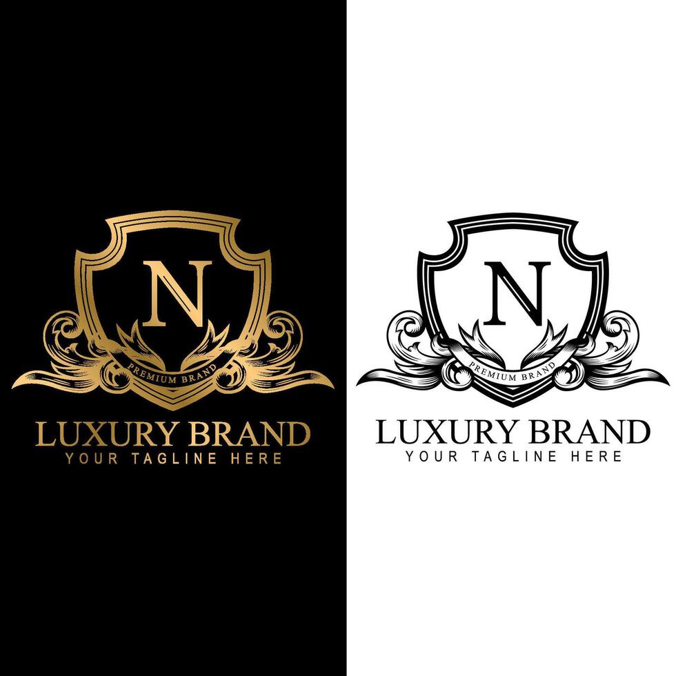 Heraldry royal Lion King with classic Ornament Suitable for Brands Identity design template vector