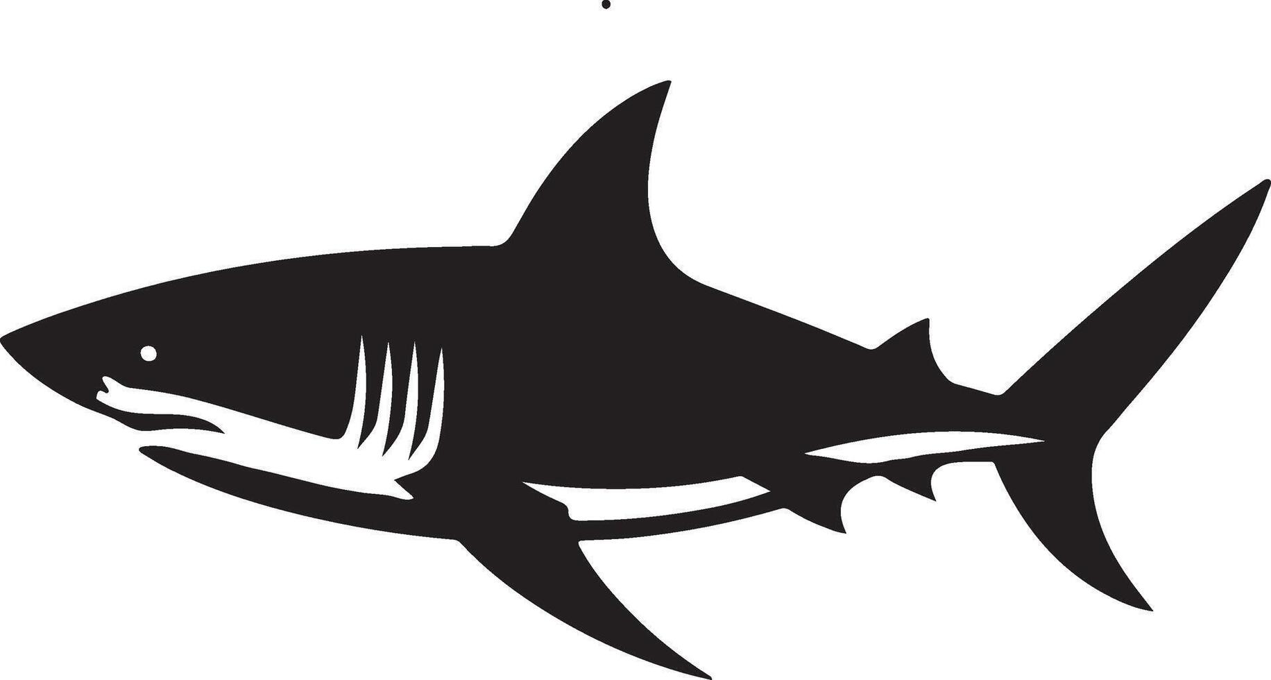 a black and white shark silhouette on a white background vector