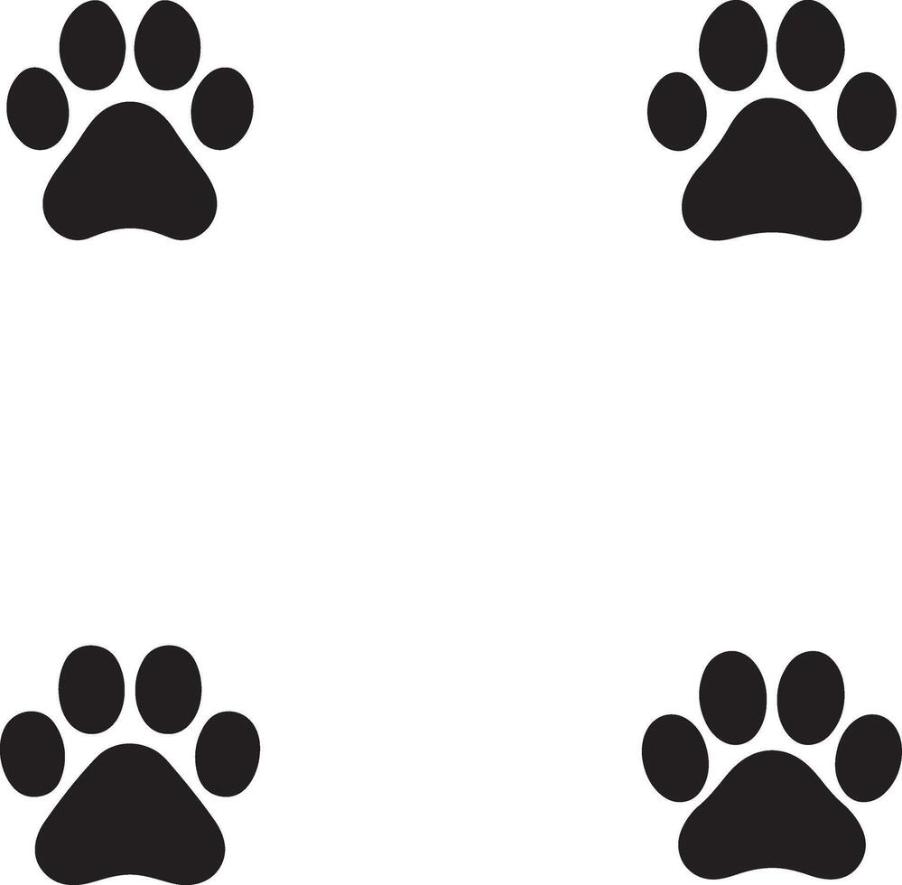 Paw cat or dog seamless pattern, pet foot print vector