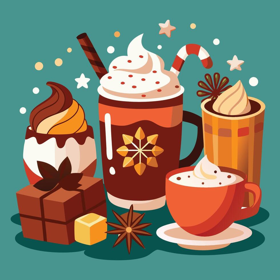 Delicious safari party cupcakes arrangement vector