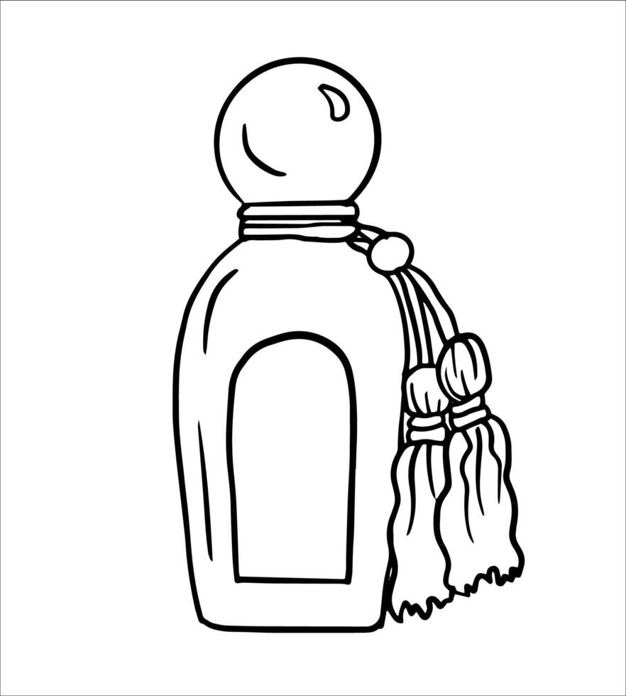 Vintage-inspired perfume bottle with a decorative tassel. Perfect for personal use, gifting, or display. Elevates any fragrance collection beautifully. vector