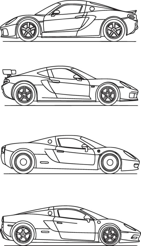 Simple Line Art Illustrations of Various Car vector