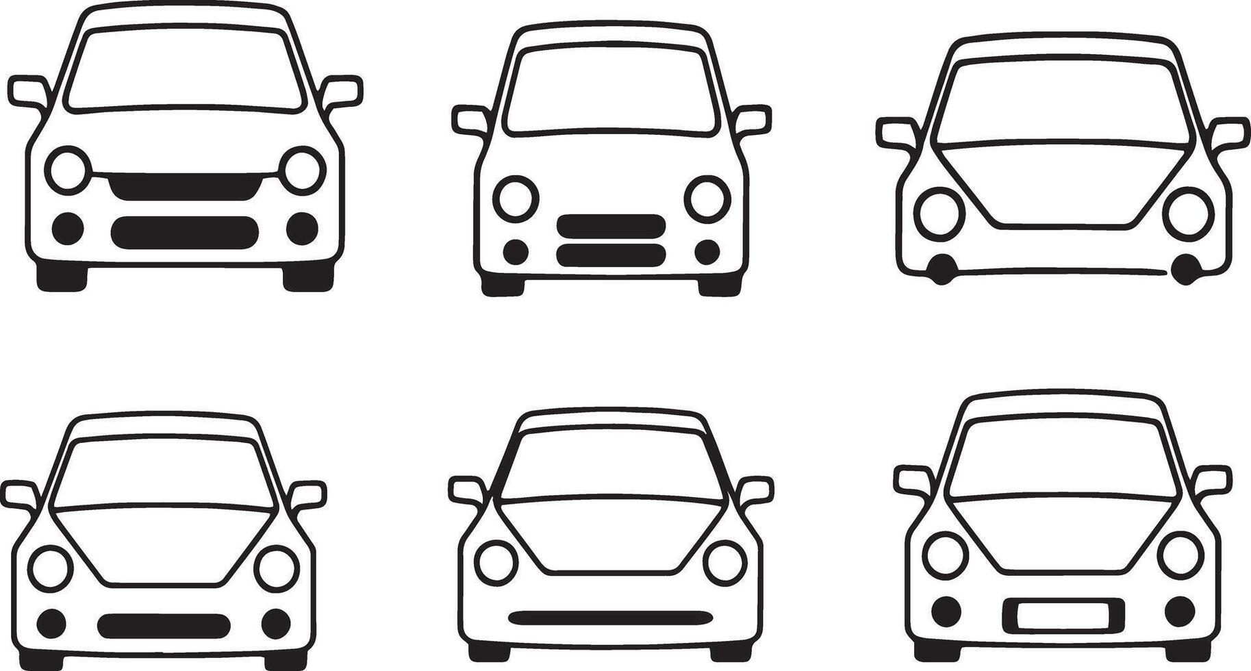Six Modern Sport Car Side Profiles in Monoline Style vector