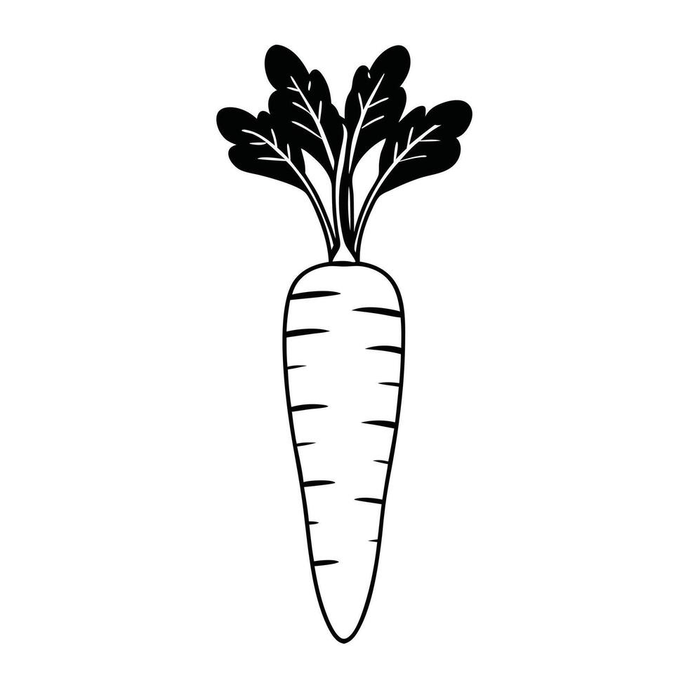 Unique outline carrot silhouette art design. vector