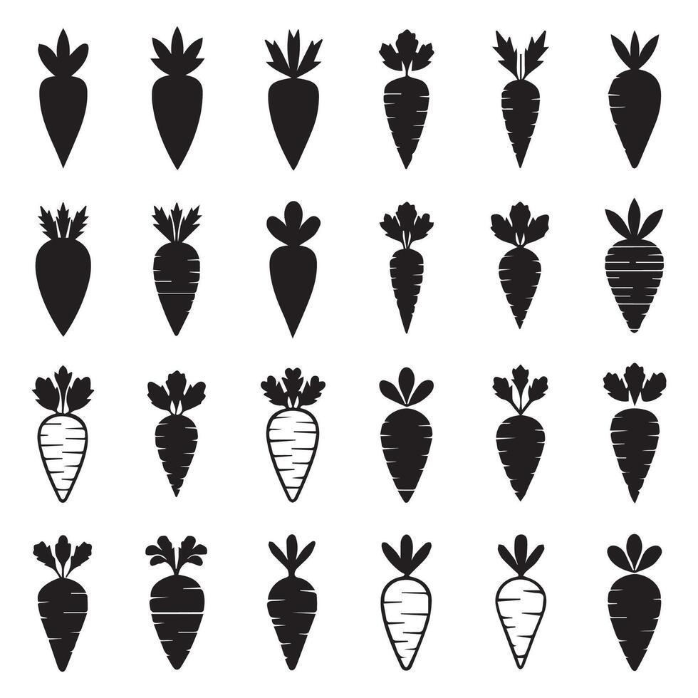 Many Unique carrot silhouette bundle art design. vector