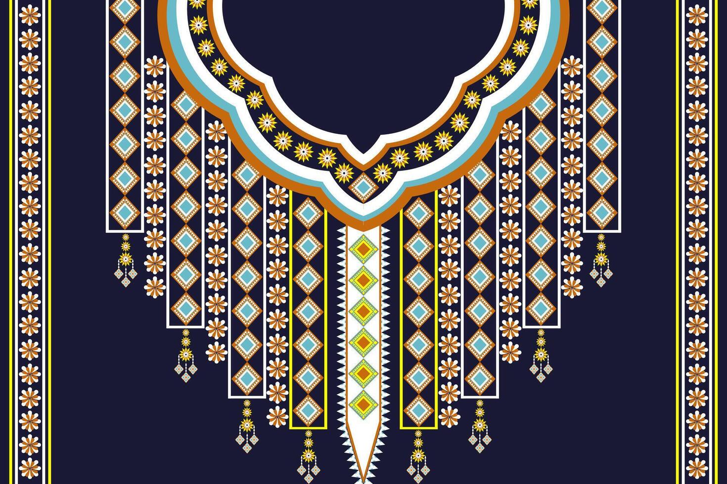 Native Geometric Ethnic Pattern. Traditional Neckline embroidery design vector