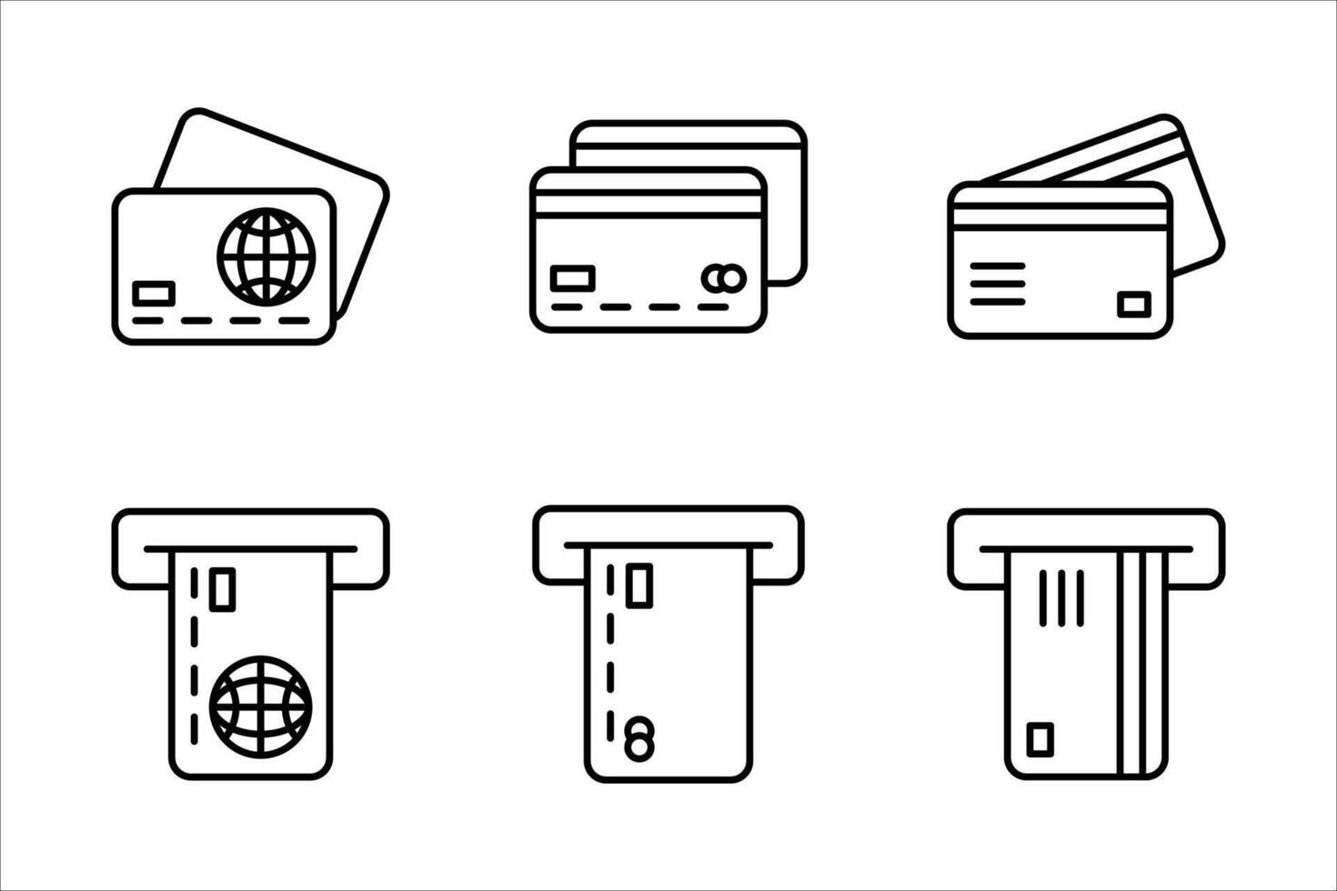 Card Line Icon set, money and finances editable stroke outline, isolated on white background. vector