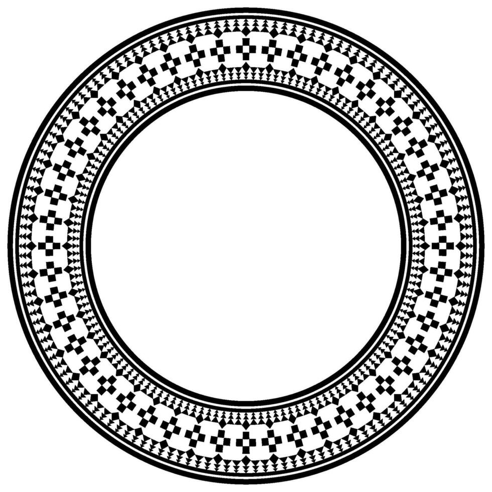 Floral Mandala Round Frame Border for Antique Textile and Rug Pattern. vector