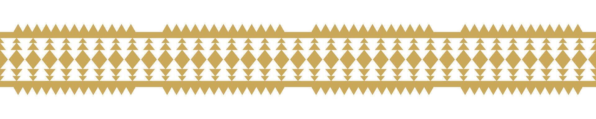 Gold Tribal Ethnic Border Native American Inspired Geometric Art for Textile and Wrapping. vector