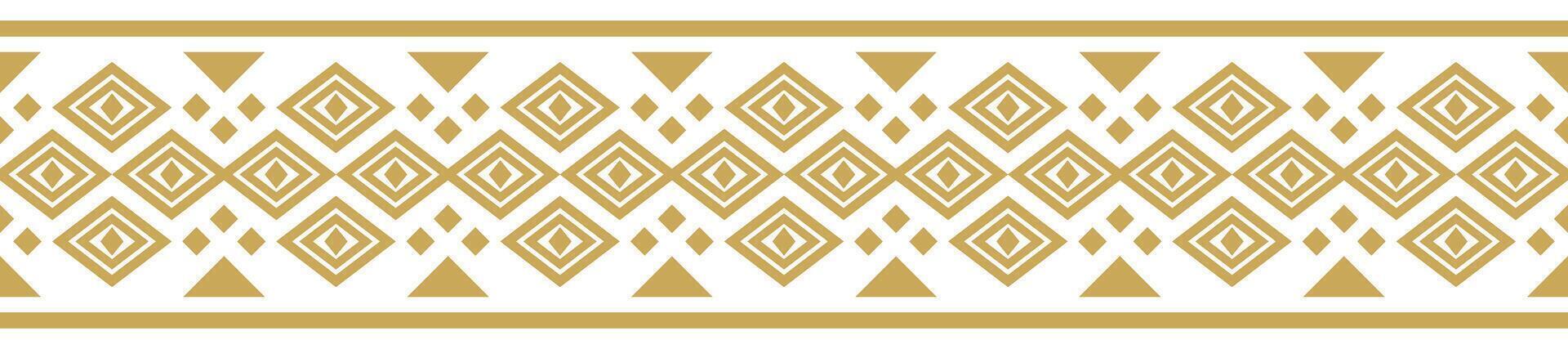 Gold Ethnic Border Pattern. Native American Tribal Design for Textile and Carpet. vector