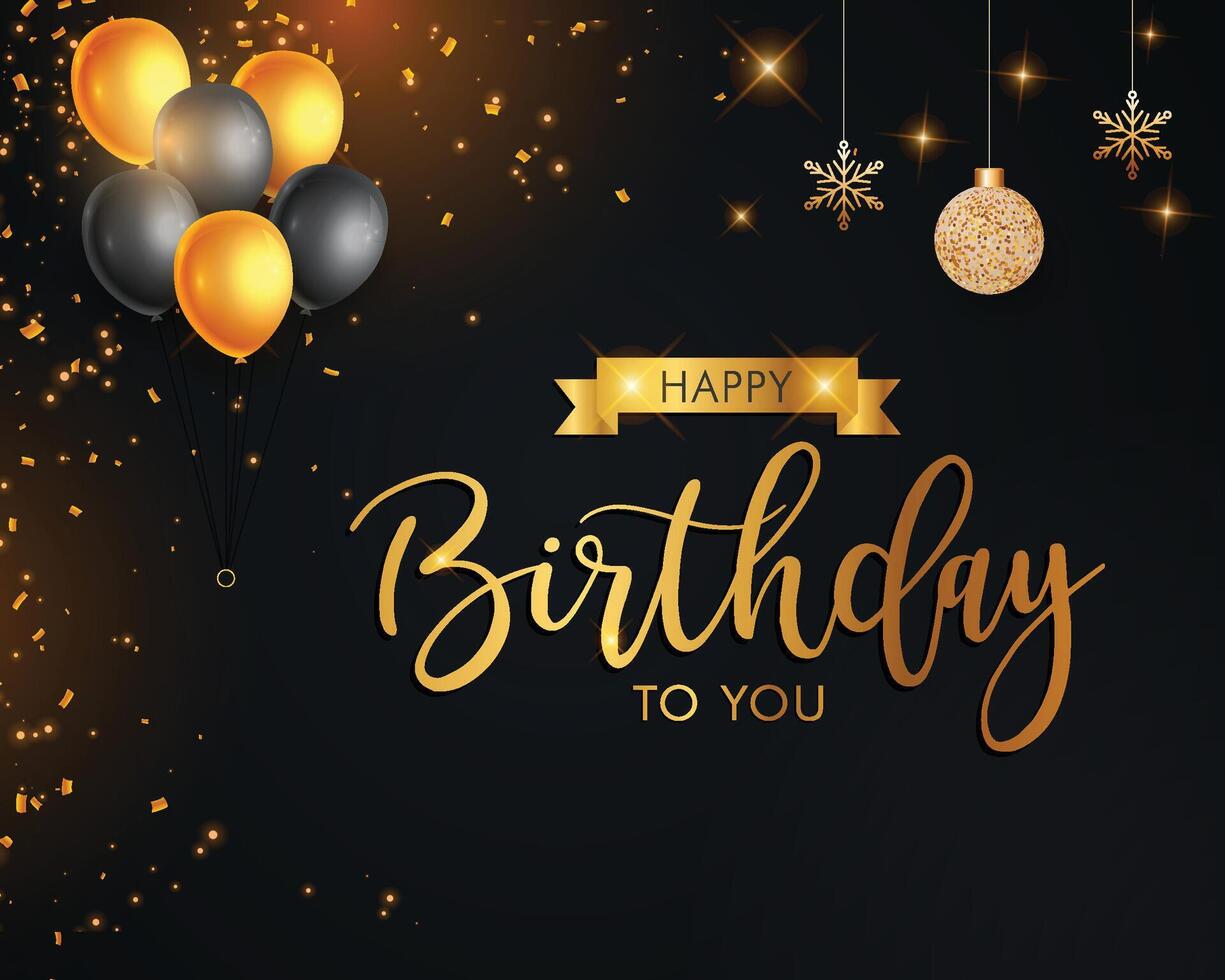 Happy birthday golden and silver balloons with confetti design vector