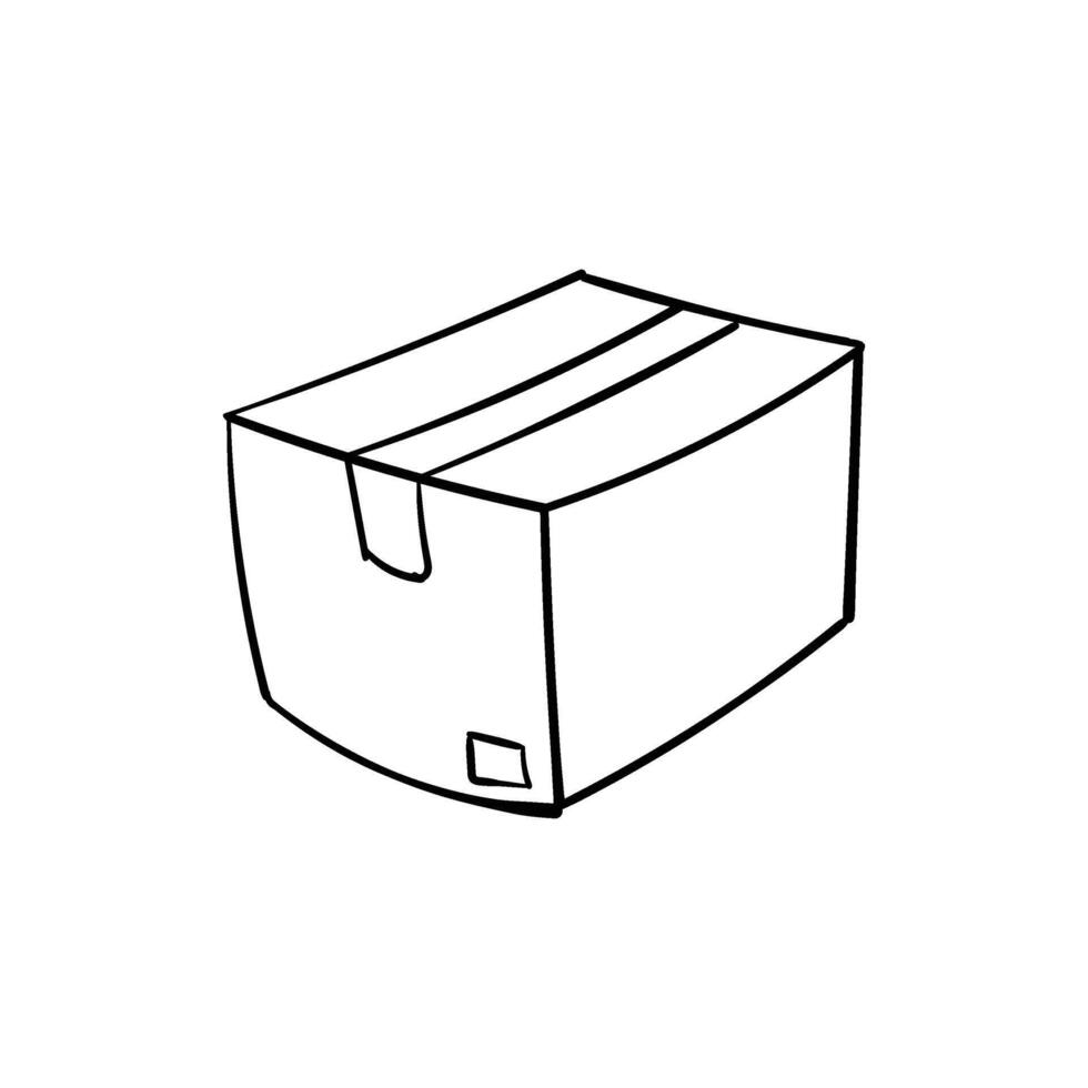 Doodle of a cardboard box. Suitable for packaging, shipping, delivery, and minimalist designs vector