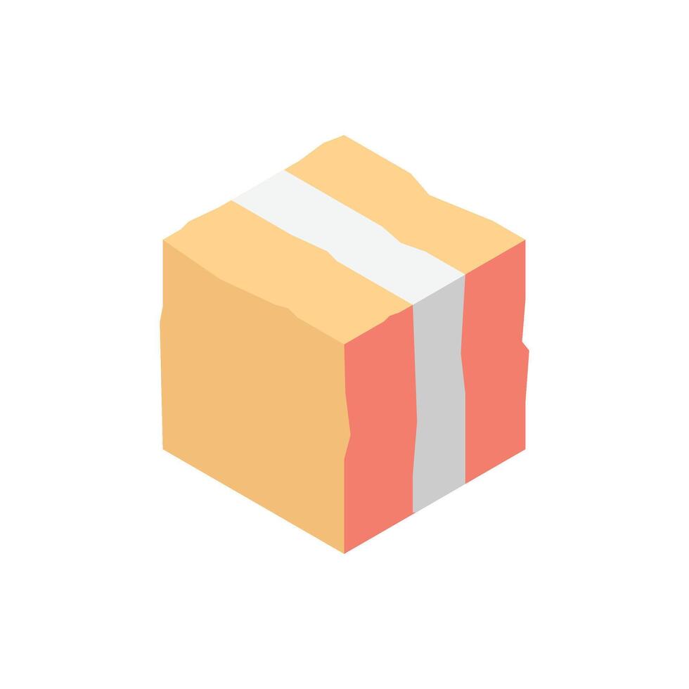 Crumpled box flat illustration. Perfect for damaged shipping, packaging, logistics, or delivery concepts. vector