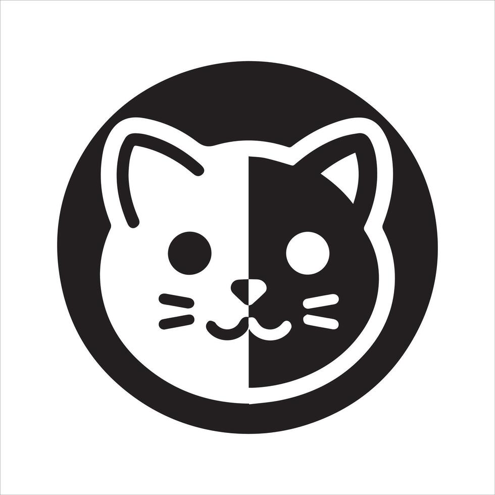 Cat head silhouette icon design vector