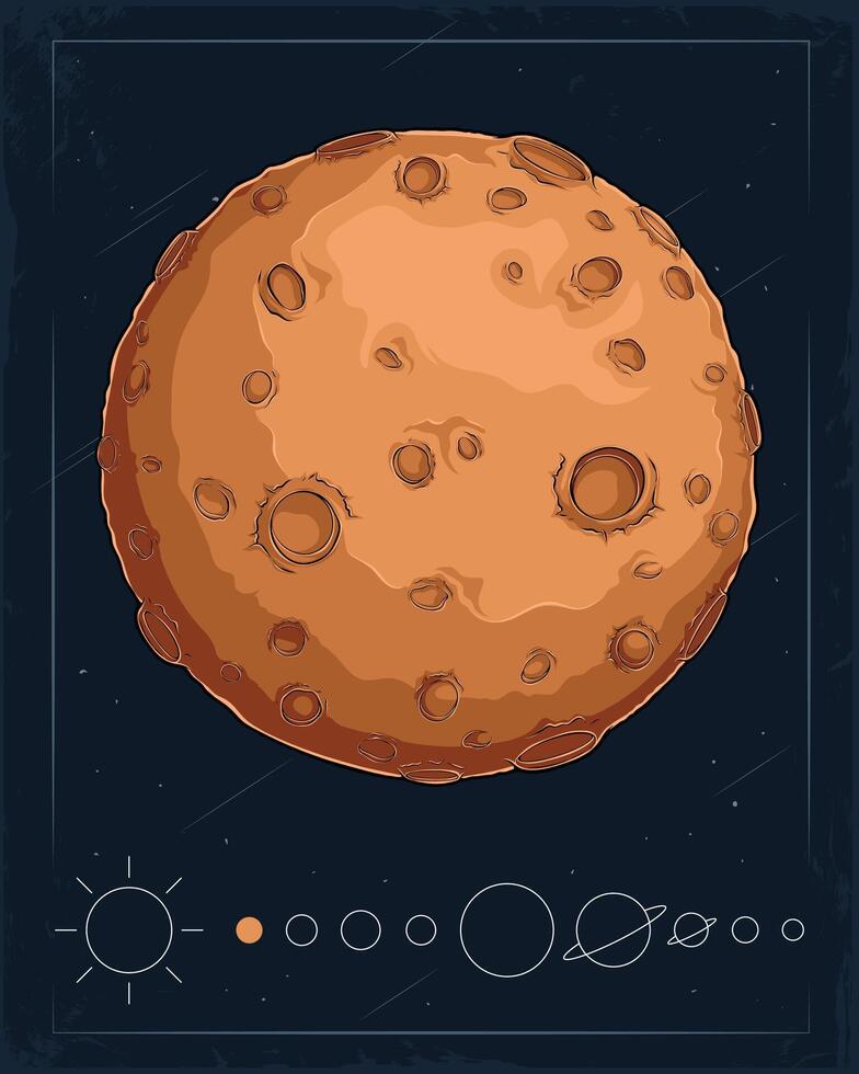 Hand drawn light gray terrestrial hot mercury planet in the solar system of the milky way galaxy vector