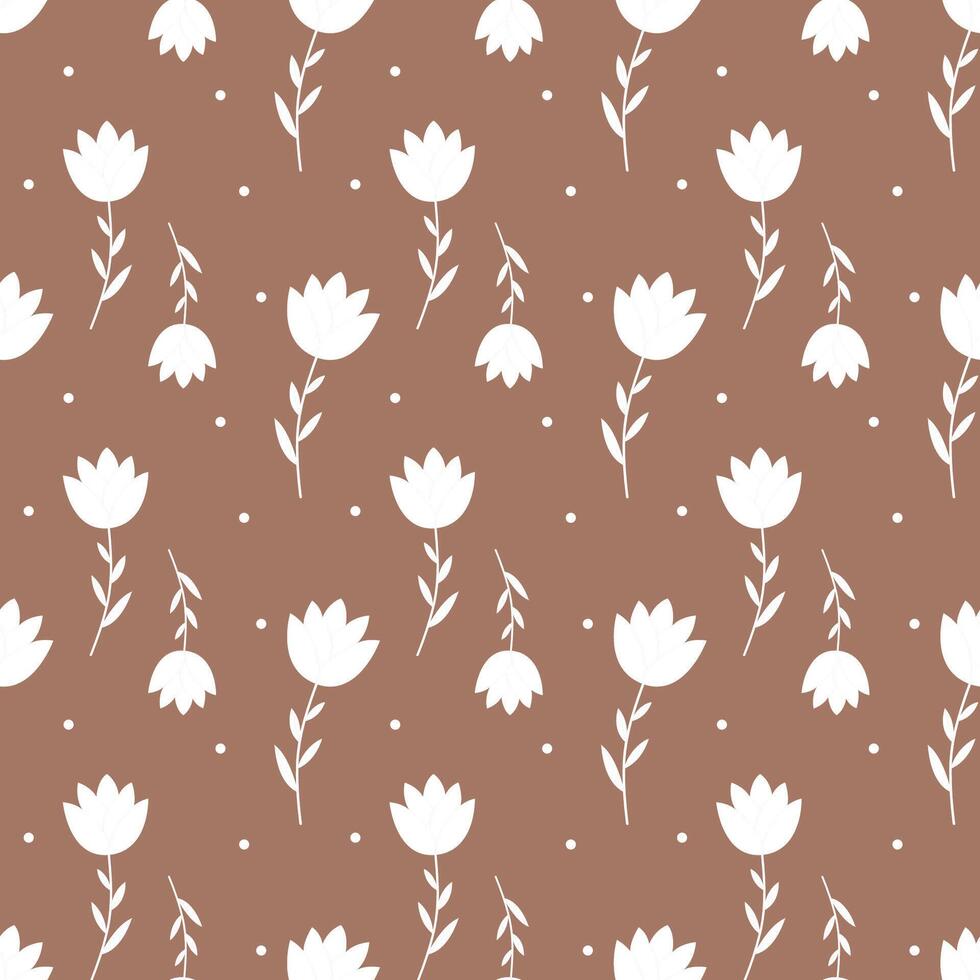 cute floral seamless pattern in trendy color 2025 mocha mousse vector